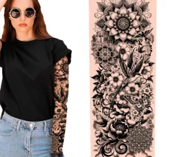 Tattoo ærme - black flowers