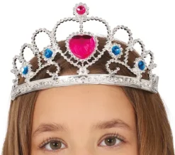 Tiara sølv børn - Pink hjerte