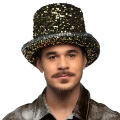 Tophat m. guldpailletter Lux