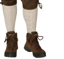 Tyroler strømper i strik - lange lys beige
