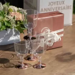 Vinglas 15 cl. med fod i rosegold