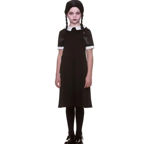 Wednesday pige kostume med paryk