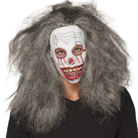 Zombie Klovnemaske med Hår